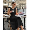 thumbnail image 5 of Merokeety Womens Summer Dresses Crew Neck A Line Midi Dress Black l, 5 of 9