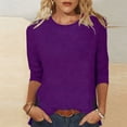 thumbnail image 2 of 3/4 Length Sleeve Womens Tops Crewneck Basics Tees Floral Shirts Business Blouse Solid Slim Fit Clothes Tunic Tops Soft Basic Tees Business Work Blouses, 2 of 5