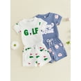 thumbnail image 4 of Baby Summer Outfits Casual Baseball/Golf Themed Crew Neck Short Sleeve Romper and Shorts 2 Pcs Set, 4 of 10