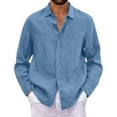 thumbnail image 6 of Qwertyu Mens Linen Dress Shirts Long Sleeve Dress Shirts Plus Size Casual Linen Shirts for Men Button Down Shirt Light Blue M, 6 of 6