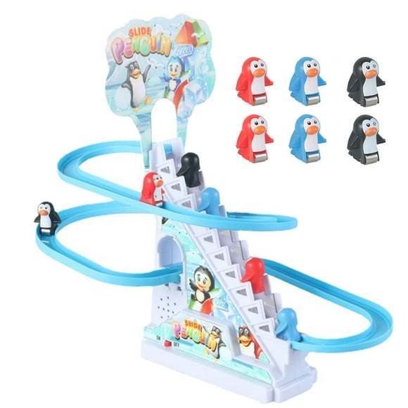 Juguetes de escalada de pingüinos Juguete de escalada de escaleras de pingüino con luces intermitentes y música con 12 juegos de pista de carreras