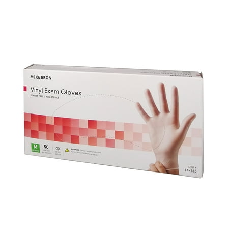 McKesson Powder-Free Non-Sterile Medium Vinyl Exam 50ct Gloves Single Box