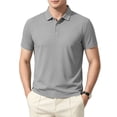 thumbnail image 3 of KLHDSF Men's Polo Shirts 3 Buttons Casual Work T-Shirts Quick Dry Short Sleeve Golf Shirt Pique Jersey Outdoor Performance Top Gray S, 3 of 8