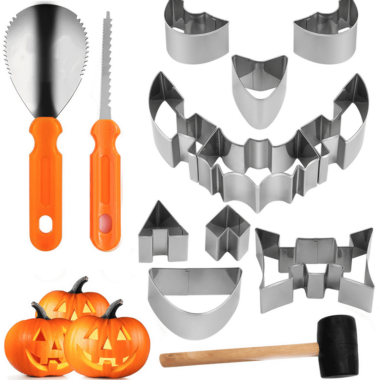 13 Pieces Halloween Pumpkin Carving Kit + Hammer, Professional Stainless  Steel Carving Punchers Tools Set, Pumpkin Cutting Sculpting Tool for  Halloween Decoration Jack-O-Lanterns 