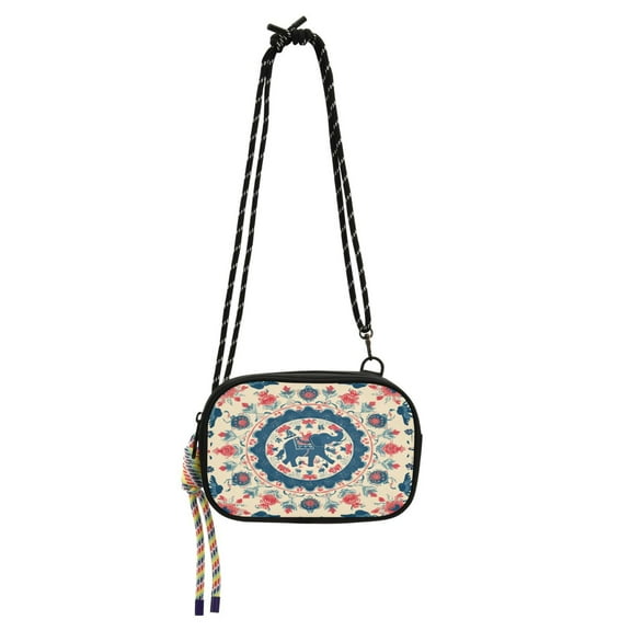 Stylish Crossbody Phone Bag Purse Handbags Adjustable Strap, Compact Design for Essentials Blue and Red Tibetan Pattern
