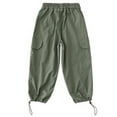 thumbnail image 2 of Boys Cargo Jogger Pants with Drawstring Waist | Comfortable Casual Loose Fit Trousers for Kids | Stylish Daily Wear for School, Play, Outings(Army Green,5-6 Years), 2 of 8