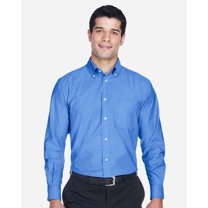 Harriton M600 Men's Long Sleeve Oxford Shirt-French Blue-XS