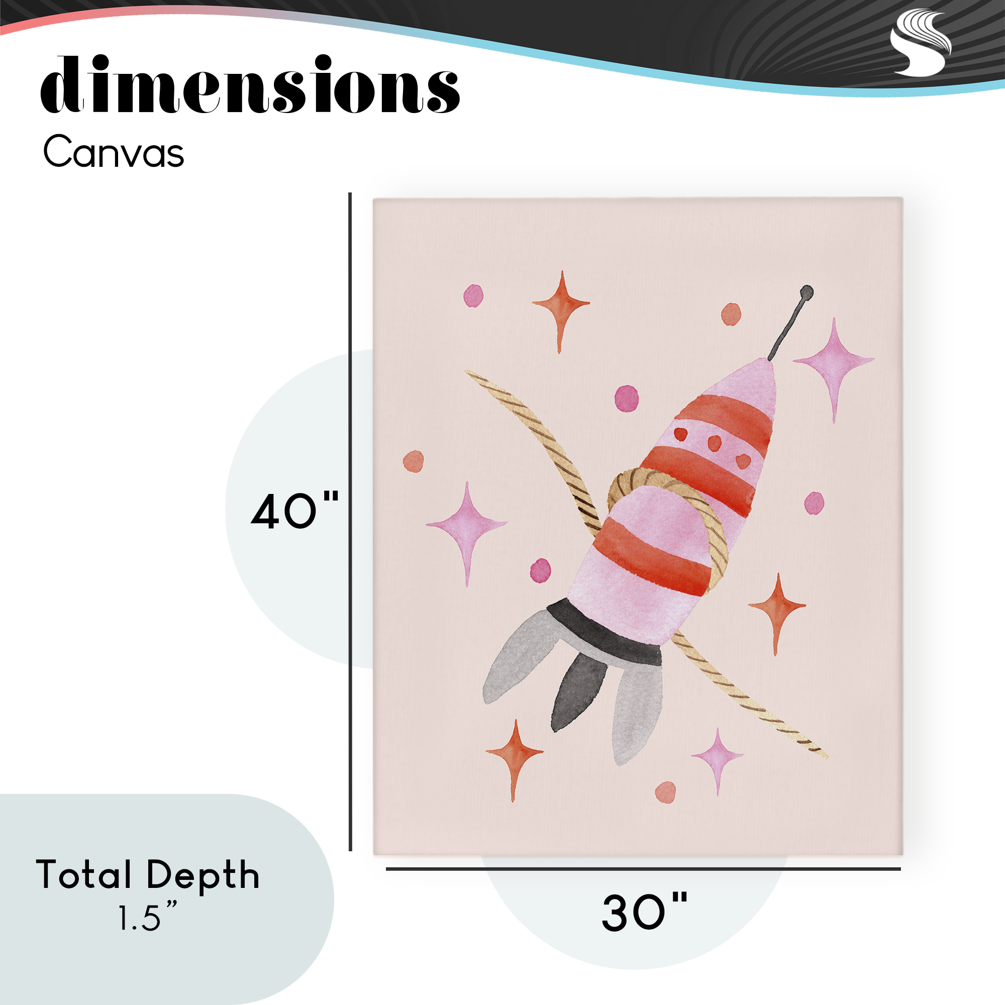 Spaceship with Lasso Canvas Wall Art, design by Nina Jacobs
