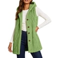 thumbnail image 2 of Jsaierl Women's Cable Knit Hooded Long Vest Button Down Sleeveless Cardigan Cozy Fall Winter Layering Outwear, 2 of 10