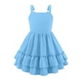 thumbnail image 4 of ATOGUTA Sun Dresses for Girls Vacation Blue Sleeveless Ruffle Flowy Summer Casual Beach Hawaiian Vacation Dresses 4T-15, 4 of 7
