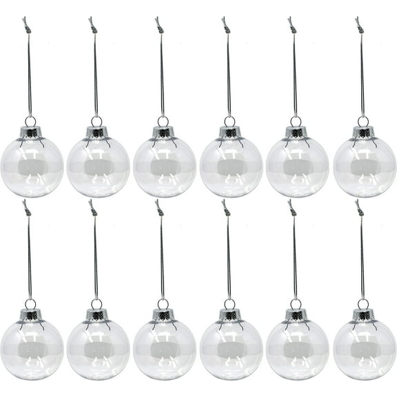 Creative Hobbies Clear Plastic Ball Ornaments, 12 Count (3.26")