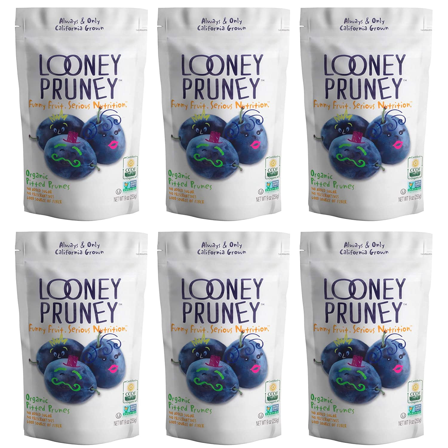 Looney Pruney Organic Pitted Dried Prunes 9 oz Bag for the Entire Family, Always California Grown, Kosher, No Added Sugar & No Preservatives