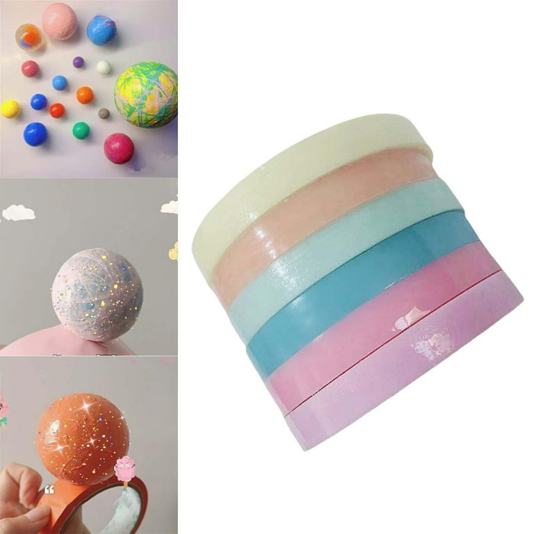 6PCS Sticky Ball Tape DIY Color Ball Tape Rainbow Colors Toys Candy Color  Colored Tapes Bulk Tape for Adult Kids Party, 6 Colors 1.2cm