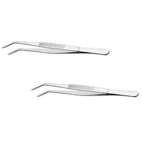 2X Stainless Steel Precision Kitchen Culinary Tweezer Tongs Long Tweezers Metal Tongs Chef Tweezers