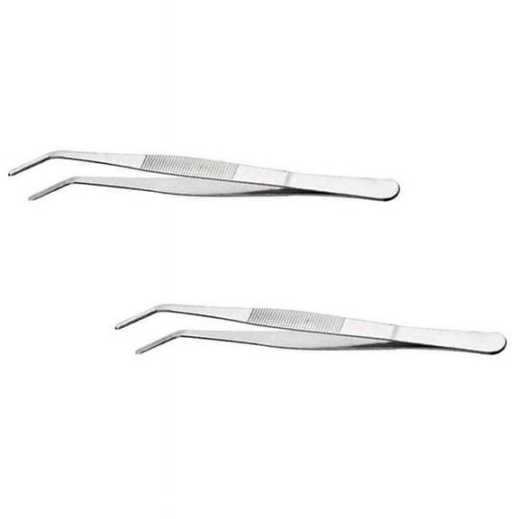2X Stainless Steel Precision Kitchen Culinary Tweezer Tongs Long Tweezers Metal Tongs Chef Tweezers