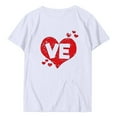 thumbnail image 2 of Chandails à Col Ras du Cou pour Couples Assortis, T-Shirt à Imprimé Cœur de la Saint-Valentin à Col en V, Mode, Manches Courtes, Tunique Confortable et Douce, Haut Confortable et Doux, Respirant, Blouse T-Shirt pour Mari et Femme, Blanc, M, 2 of 5