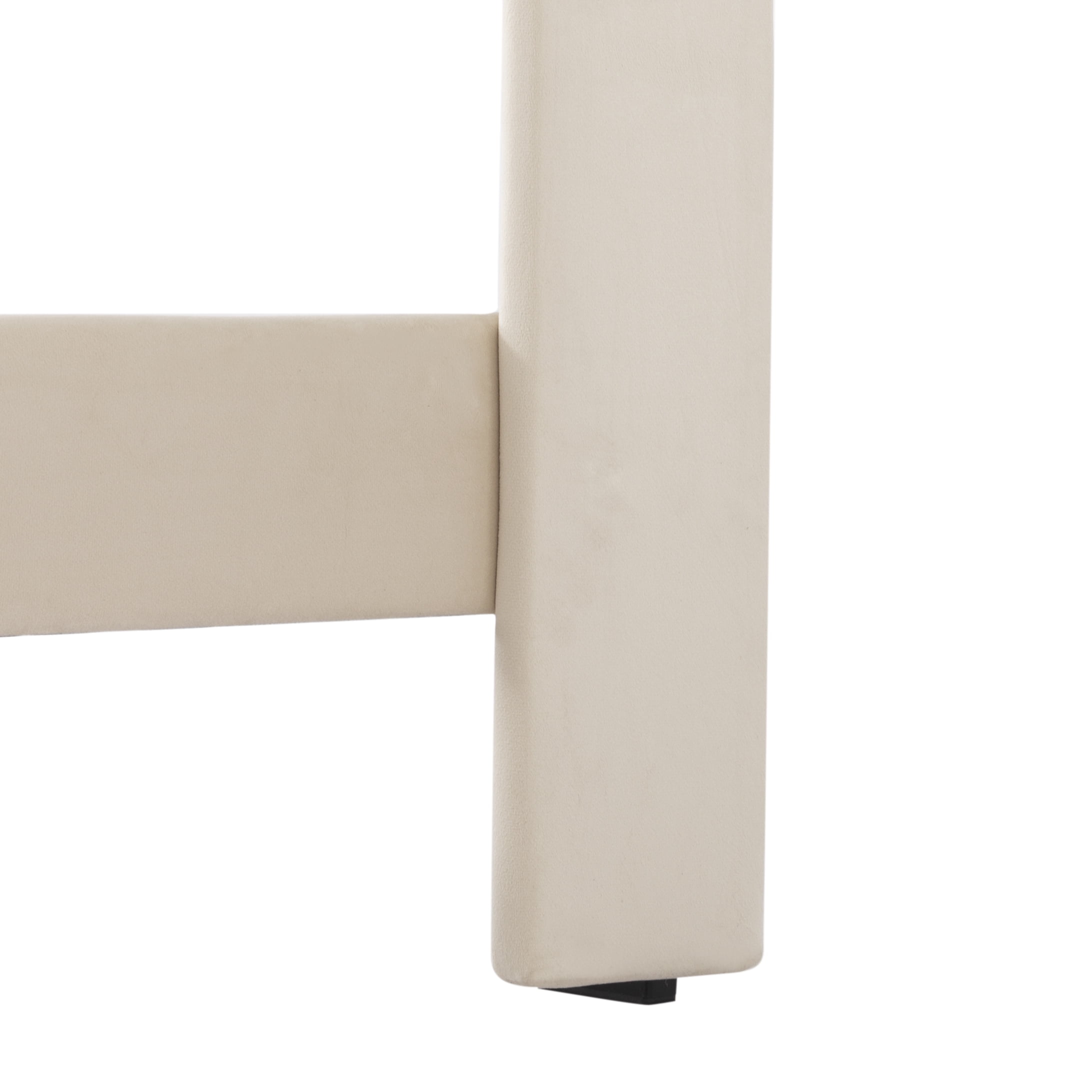 BSHTI King Bed Frame with Velvet Upholstered Headboard, King Size Fabric Upholstered Platform Bed Frame, Modern Bedroom Furniture with Wood Support, No Box Spring Needed, Beige