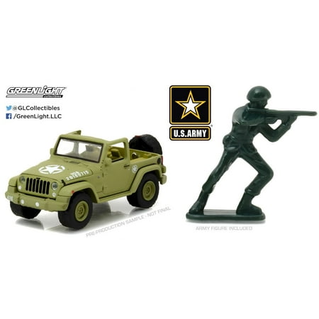 Us Army Jeep - Greenlight 1:64 Hobby Exclusive 2016 Jeep Wrangler U.S Army with Soldier Figure