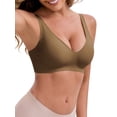 thumbnail image 4 of INSPIRE CHIC Women's Deep V-Neck Wireless Everyday Bras Adjustable Spaghetti Straps Push-Up Seamless Soft Lingerie M Beige, 4 of 4