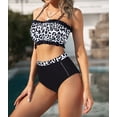 thumbnail image 4 of Bikini Bandeau Léopard Noir à Volants Taille Haute pour Femme, 4 of 5