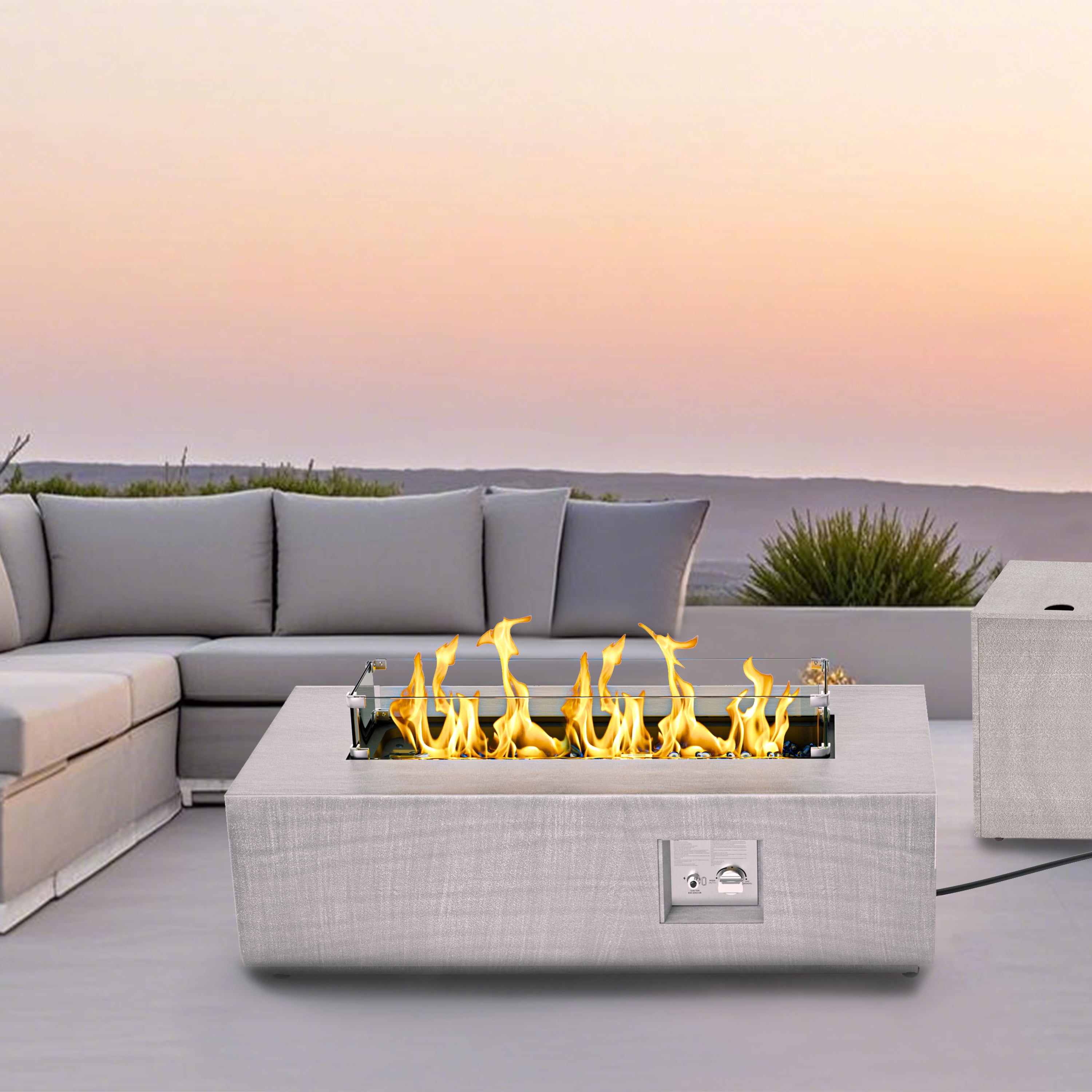 ConToose Outdoor Propane Fire Pit – Bottom RGB Light Strip, Pulse Ignition, CSA-Certified & All-Weather Kit Included