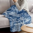 thumbnail image 3 of Navy Blue Coastal Blanket Soft Cozy Warm Throw Blanket for Couch, Plush Fuzzy Flannel Fleece Blankets for Sofa, Summer Beach Nautical Starfish Coral Vintage Bed Blankets Gifts for Men, 40"x50", 3 of 9