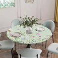 thumbnail image 5 of Flower Green Round Tablecloth for 55-60 Inch Tables,Fitted Table Cover with Elastic Edge,Blue Pink Daisy Wildflower Floral Botanical Waterproof Outdoor Table Cloth Protector for Patio Garden Dinner, 5 of 9
