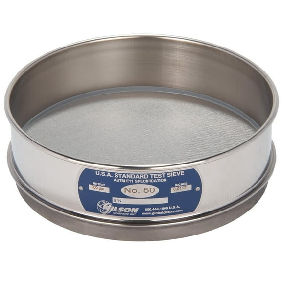 8in Diameter, All Stainless, Full-Height, No.50 Mesh Sieve (Gilson Company, Inc.)