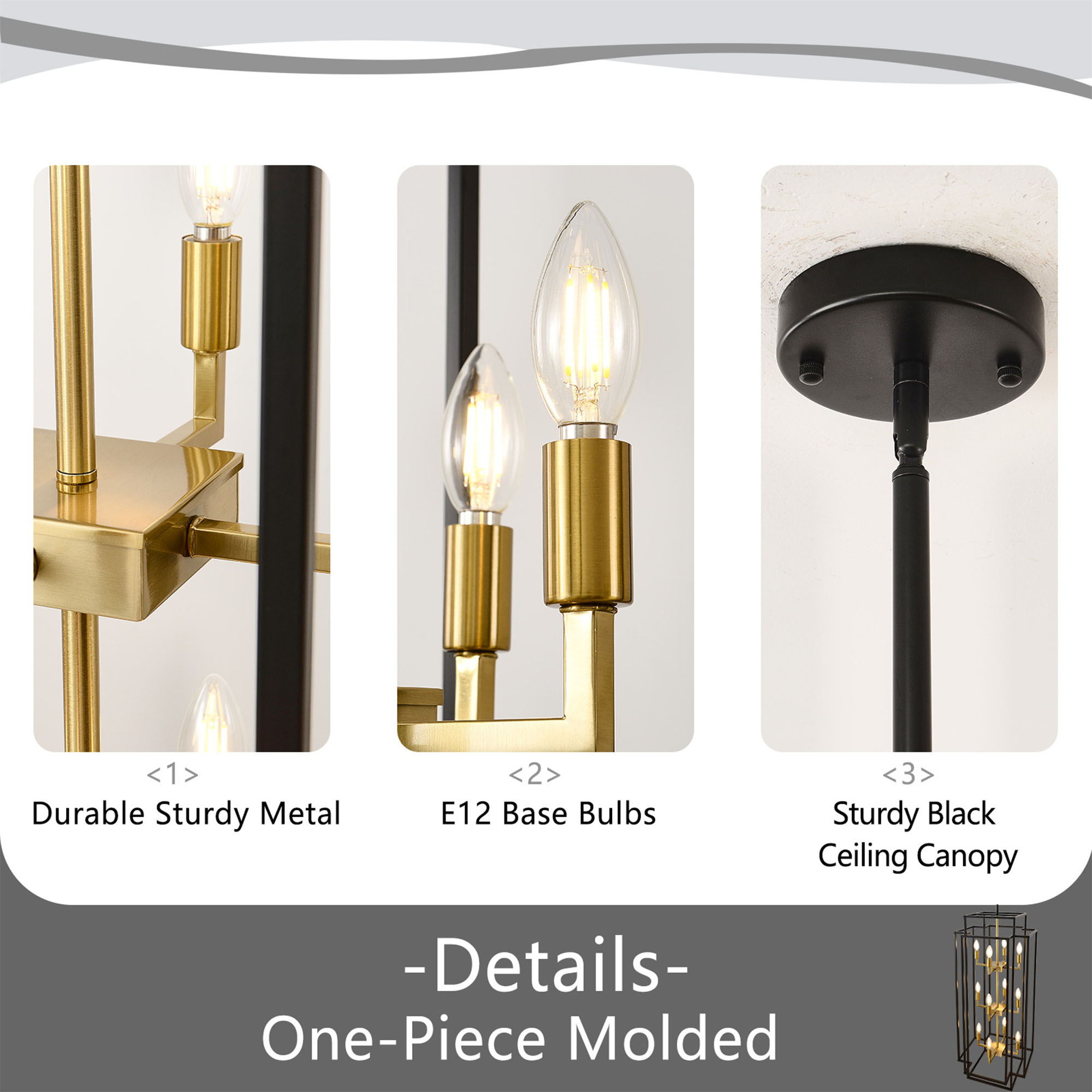 12-Light Lantern Tiered Pendant Light Fixtures,Farmhouse Foyer Chandelier, Black and Gold Dining Room Light Fixture for Living Room Staircase Entryway