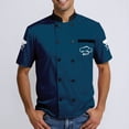 thumbnail image 5 of Men's Casual Chef Uniform, Chef Hat Print Short Sleeve Stylish Kitchen Jacket for Restaurant Bakery Hotel Staff Lightweight Coat,Royal Blue XL, 5 of 5