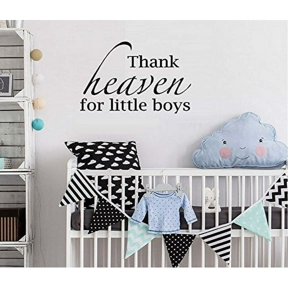 Decal ~ Thank Heaven for Little Girls/ Boys #1 (Choose Girl or Boy) Wall Decal~ 13" x 20" (Little Boy Black)
