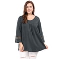 thumbnail image 2 of GRACE & GRANDEUR Women's Plus Size  Casual Solid Raglan Sleeves Tops Dark Grey 3X, 2 of 6