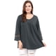 thumbnail image 2 of Blusa con Mangas Raglán Kimono Agnes Orinda Panel de Ganchillo Gris Oscuro 3XL, 2 of 6