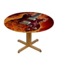 thumbnail image 3 of HAOXIT Fire Electric Guitar Tablecloth Rock Music Flame Burning Round Table Cloth Protector Proof Table Cover Red Black 38-42, 3 of 8