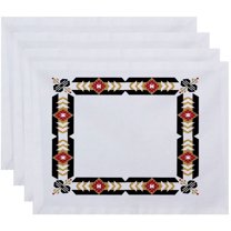 Simply Daisy 18" x 14" Jodhpur Border Geometric Print Placemats, Set of 4
