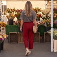 thumbnail image 5 of Womens Wide Leg Linen Pants Elastic Waist Lightweight Casual Flowy Palazzo Lounge Trousers with Pockets, 2XL, 5 of 7