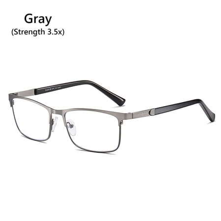 +1.0~+4.0 Reading Eyeglasses Stainless Steel Anti Blue Light Readers Glasses Reading Glasses for Men & Women Men's Presbyopic Optical Glasses GRAY STRENGTH 3.5X