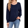 thumbnail image 1 of Camisas de Larga para Mujer, Blusas Plisadas Informales de Negocios con Puños Fruncidos. Azul Oscuro L, 1 of 8