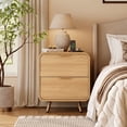thumbnail image 2 of LGHM Set of 2 Nightstands with Charging Station, 2-Drawer Bedside Tables with USB & Type-C Ports, Mid-Century Modern End Tables for Bedroom, Natural Oak, 2 of 12