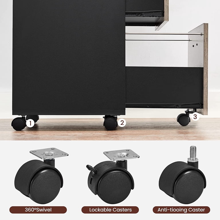 VASAGLE Industrial 2-Drawer Mobile File Cabinet, Greige photo 2