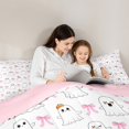 thumbnail image 4 of jejeloiu Funny Halloween Ghost King Size Comforter Sets,Cartoon Bowtie Bow Bedding Comforter Set,Pink White Bedding Set For Girl,Microfiber Room Decor Reversible,3 Pieces, 4 of 7