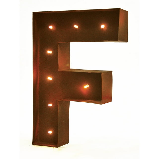 Lettres Décoratives Vintage Rustiques de 11 Pouces avec Lumière DEL Luisante - Lettre F