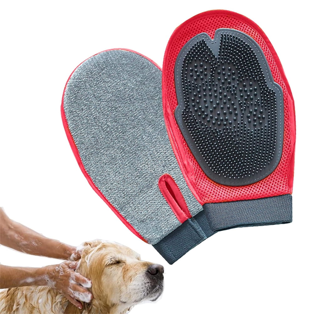 Pet Brush Glove, Grooming Glove Cleansing Bath Massage Brush
