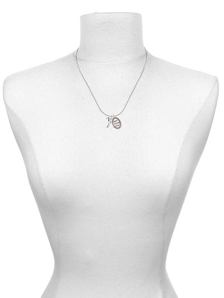 Delight Jewelry Silvertone Equestrian Horse Best Mom Ever Charm Necklace