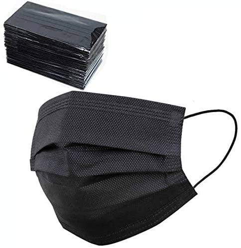 Black Disposable no woven medical Face Cover ( No Balaclavas) Masks in Unisex 50 PCS-Individually Wrapped Disposable Black Face Mask