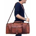thumbnail image 4 of Genuine Leather Duffel | Travel Overnight Weekend Leather Bag | Sports Gym Duffel for Men (BROWN) | Leather Vacation Luggage Duffle Bag, 4 of 9
