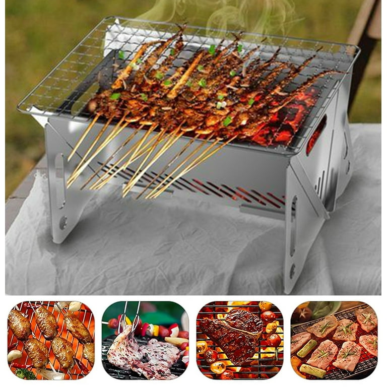 Barbecue Grill Portable BBQ Charcoal Stove Stainless Steel Cooker Camping  Small