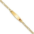thumbnail image 1 of Real 14kt Yellow Gold Semi-Solid Medical Soft Diamond Shape Red Enamel Figaro ID Chain Bracelet; for Adults and Teens; for Women and Men, 1 of 3