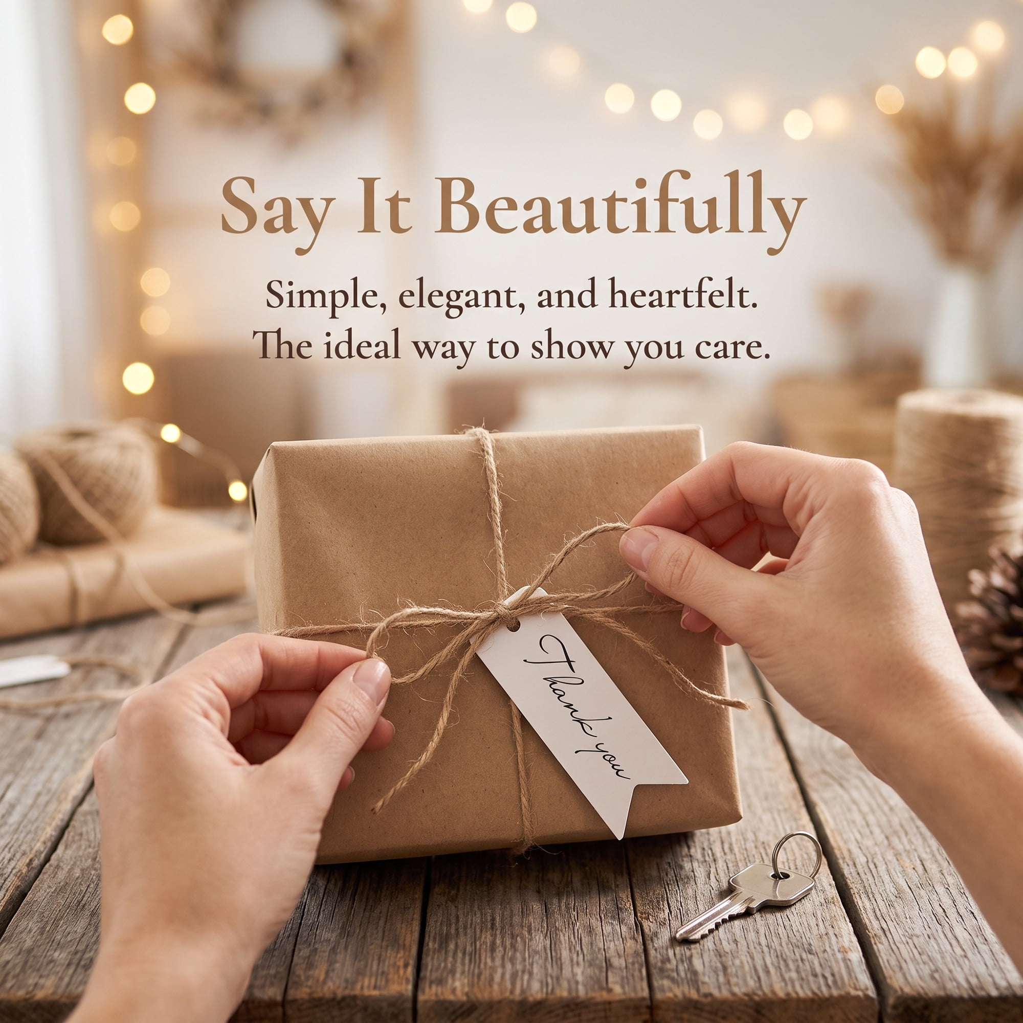 Unique Bargains Gift Tags with Natural Twine for All Occasions 0.8" x 2.8" White Thank You