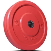 Titan Fitness 45 LB Single Red Economy Olympic Bumper Plates, Rubber with Steel Insert, Strength Training